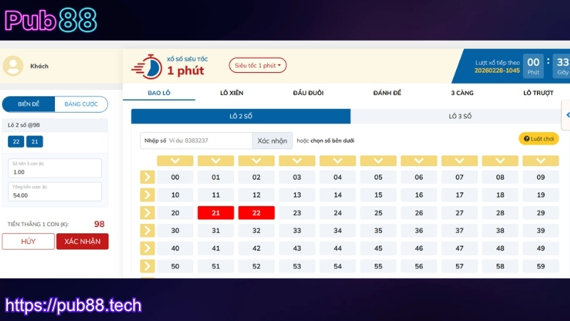 Hướng dẫn chơi lô đề PUB88 chi tiết