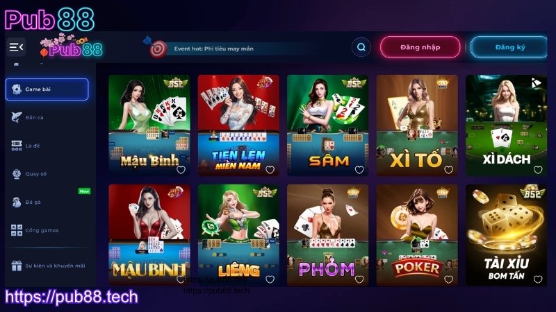 Kho game bài uy tín của nhà cái PUB88