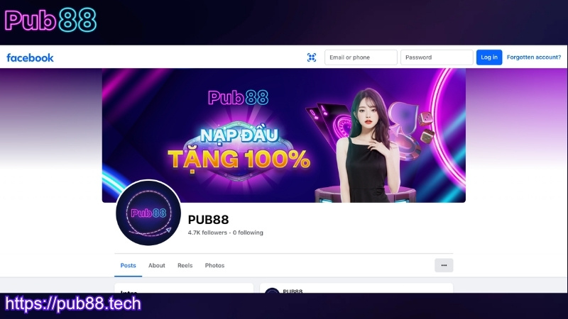 Liên hệ PUB88 qua fanpage Facebook
