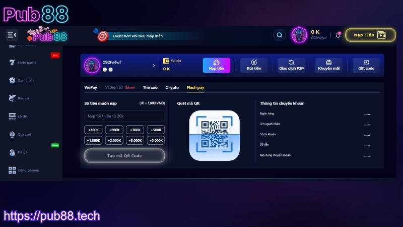 Nạp tiền PUB88 qua Fastpay