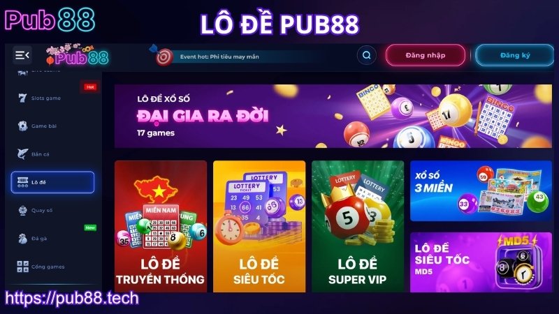 những trò chơi hấp dẫn tại sảnh lô đề PUB88