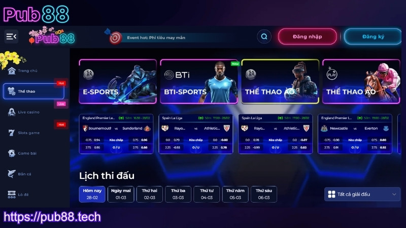 Ưu điểm của sảnh cược thể thao PUB88